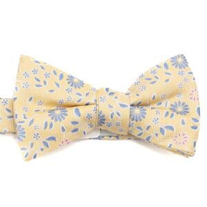 Saddlebred Adjustable Pre-tied Silk Blend Yellow Blue Floral Bowtie